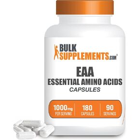 BULKSUPPLEMENTS.COM كبسولات الأحماض الأمينية الأساسية - كبسولات EAA - مكملات الأحماض الأمينية الأساسية - الأحماض الأمينية EAAs - كبسولتان لكل وجبة، إمداد لمدة 90 يومًا (180 كبسولة)