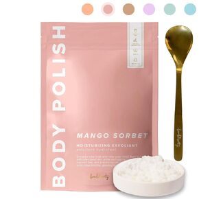 Body Scrub, Body Polish [LAVENDER LUXURY] - Moisturizing & Exfoliating Body Scrub - Handmade, Eco-Friendly, Mess-Free with Gold Spoon, Gentle & Fluffy Texture, Made in USA