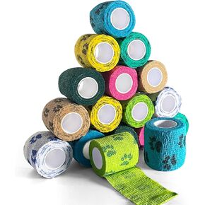 16 لفة ذاتية اللصق ضمادة التفاف لا مضغ التفاف الطبيب البيطري للكلاب المر متماسكة الكلب مخلب ضمادة للكلاب العناية بالجروح القدم يغطي الإسعافات الأولية الشريط البيطري للحيوانات الاليفة القط الطيور in Kuwait