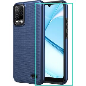 Case for BLU View 5 with Screen Protector,Blu View 5 Phone Case Dual Layer Shock-Absorbent Slim Soft Silicone Heavy Duty Military Grade Shockproof Protective Bumper Cover for Blu View 5 B160V Black