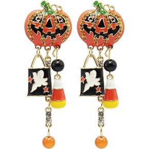 Halloween Earrings Crystal Earrings for Women Pumpkin Drop Dangle Earrings Handmade Gothic Earrings Costume Party Earrings Holiday Festive Jewelry