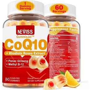 CoQ10 200mg Gummies - Plus Rhodiola Rosea 1000mg, Vitamin B12 1000 mcg, Panax Ginseng, B6 | Coenzyme Q10 with Adaptogenic Herb for Energy, Adapt-Stress,Heart,Antioxidant, Sugar-Free, 2 Months Supply