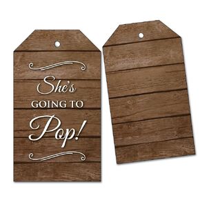 25 She's Going to Pop Baby Shower Popcorn Favor Tags - Brown Wood