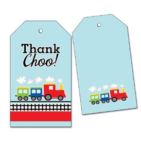 25 Train Thank You Favor Tags for Railroad Party Theme - Thank Choo