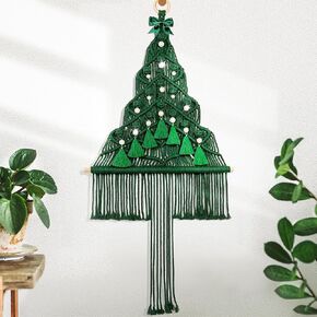 KetosKun Handmade Macrame Christmas Tree Wall Hanging – Boho Festive Décor, Holiday Cotton Tapestry for Home, Nursery, Living Room, Bedroom, Door