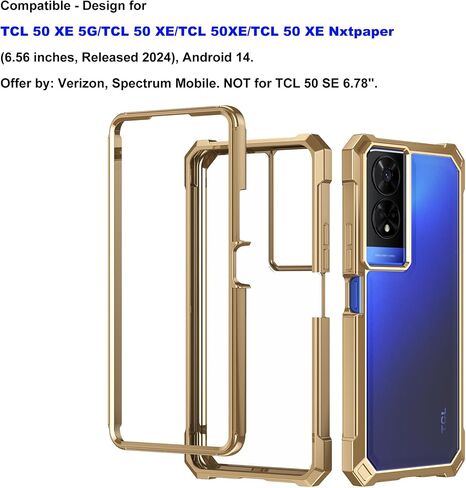 حافظة Ailiber for TCL 50 XE Nxtpaper، حافظة هاتف شفافة TCL 50 XE 5G، شفافة [مضادة للاصفرار]، مع [واقي شاشة]، ممتص للصدمات بطبقة مزدوجة، حافظة هاتف خلوي من السيليكون - ذهبي in Kuwait