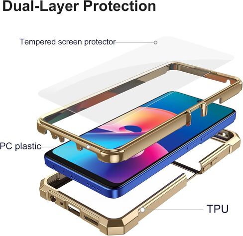 حافظة Ailiber for TCL 50 XE Nxtpaper، حافظة هاتف شفافة TCL 50 XE 5G، شفافة [مضادة للاصفرار]، مع [واقي شاشة]، ممتص للصدمات بطبقة مزدوجة، حافظة هاتف خلوي من السيليكون - ذهبي in Kuwait