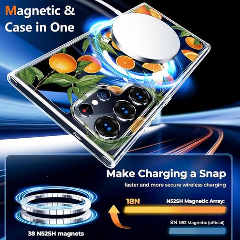 Magnetic for Galaxy S24 Ultra Case,Built-in Magnet Circle&Wireless charging,Military-Grade Shockproof case Cover for Galaxy S24 Ultra [Orange] MUS-CXDZ-01-09 in Saudi Arabia