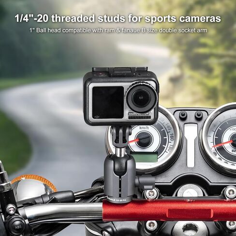 FANAUE Aluminum1'' Ball Mount Base with 4-Hole AMPS Square Plate & 1" Ball Adapter Compatible RAM Mount B Size Double Socket arm and Bike Motorcycle Phone Holder in Kuwait