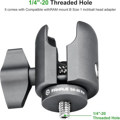 FANAUE Aluminum1'' Ball Mount Base with 4-Hole AMPS Square Plate & 1" Ball Adapter Compatible RAM Mount B Size Double Socket arm and Bike Motorcycle Phone Holder in Kuwait