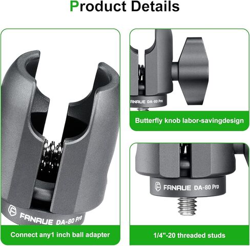 FANAUE Aluminum1'' Ball Mount Base with 4-Hole AMPS Square Plate & 1" Ball Adapter Compatible RAM Mount B Size Double Socket arm and Bike Motorcycle Phone Holder in Kuwait
