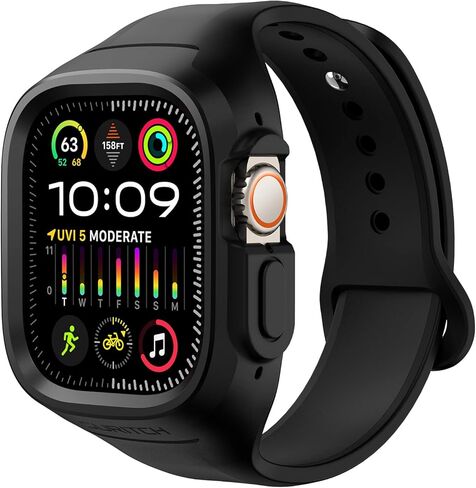 SURITCH Sport Band for Apple Watch Ultra 2/Ultra Case with Band 49mm, Soft Silicone Shockproof Rugged Protective Replacement Strap with Case for iWatch ultra/ultra 2 49mm Men Women in Saudi Arabia