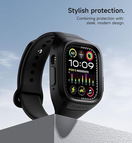 SURITCH Sport Band for Apple Watch Ultra 2/Ultra Case with Band 49mm, Soft Silicone Shockproof Rugged Protective Replacement Strap with Case for iWatch ultra/ultra 2 49mm Men Women in Saudi Arabia