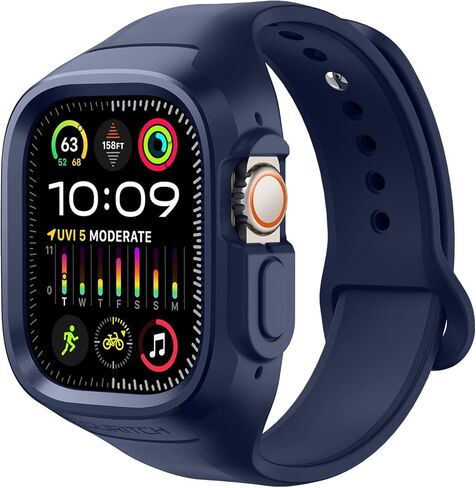 سوار رياضي SURITCH لساعة Apple Watch Ultra 2/Ultra مع حزام 49 مم، حزام بديل واقٍ متين مقاوم للصدمات من السيليكون الناعم مع جراب لساعة iWatch Ultra/Ultra 2 49 مم للرجال والنساء in Kuwait