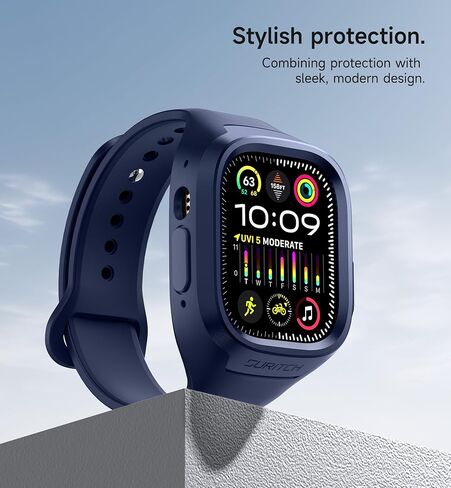 سوار رياضي SURITCH لساعة Apple Watch Ultra 2/Ultra مع حزام 49 مم، حزام بديل واقٍ متين مقاوم للصدمات من السيليكون الناعم مع جراب لساعة iWatch Ultra/Ultra 2 49 مم للرجال والنساء in Kuwait