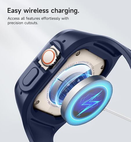 سوار رياضي SURITCH لساعة Apple Watch Ultra 2/Ultra مع حزام 49 مم، حزام بديل واقٍ متين مقاوم للصدمات من السيليكون الناعم مع جراب لساعة iWatch Ultra/Ultra 2 49 مم للرجال والنساء in Kuwait