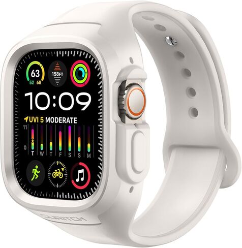 SURITCH Sport Band for Apple Watch Ultra 2/Ultra Case with Band 49mm, Soft Silicone Shockproof Rugged Protective Replacement Strap with Case for iWatch ultra/ultra 2 49mm Men Women in Saudi Arabia
