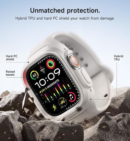 SURITCH Sport Band for Apple Watch Ultra 2/Ultra Case with Band 49mm, Soft Silicone Shockproof Rugged Protective Replacement Strap with Case for iWatch ultra/ultra 2 49mm Men Women in Saudi Arabia
