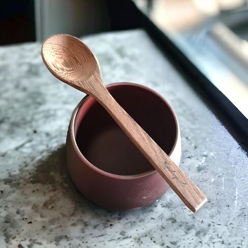 كوب خشبي صلب طبيعي، مصنوع يدويًا، صديق للبيئة، مثالي للمشروبات الساخنة والباردة، 8.5 أونصة (يتضمن ملعقة خشبية) in Saudi Arabia