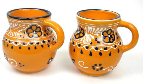 Encantada Handmade Hand-Painted Authentic Mexican Pottery Mugs (2-Pack, Mango Beaker) in Kuwait