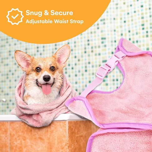 Noa Store Dog Bath Robe - Quick Drying with Adjustable Strap and Elastic Headband - 16.9-21.7X 23.6 x 33.5 (M) - Dog Robe - Stylish Design for Post-Bath Drying - Dog Robes for After Bath - Green in Saudi Arabia