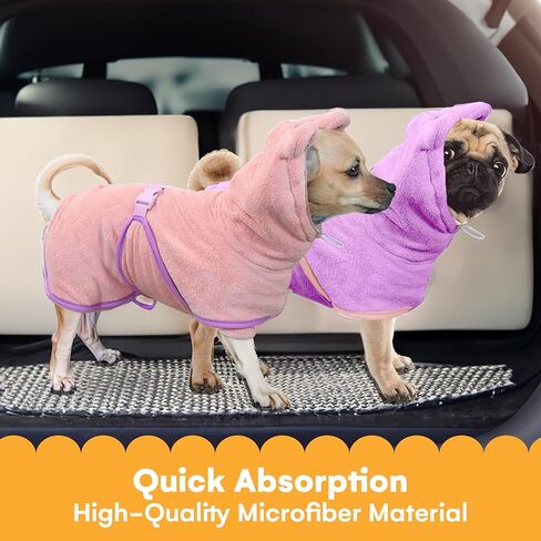 Noa Store Dog Bath Robe - Quick Drying with Adjustable Strap and Elastic Headband - 16.9-21.7X 23.6 x 33.5 (M) - Dog Robe - Stylish Design for Post-Bath Drying - Dog Robes for After Bath - Green in Saudi Arabia