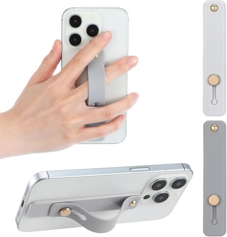 2Pcs Phone Strap Grip Holder Removable and Reusable Cell Phone Grip Strap Telescopic Finger Kickstand Bracket Universal Silicone Phone Holder Stand and Portable Finger Loop for Most Smartphones Case in Saudi Arabia