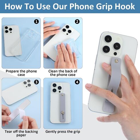 2Pcs Phone Strap Grip Holder Removable and Reusable Cell Phone Grip Strap Telescopic Finger Kickstand Bracket Universal Silicone Phone Holder Stand and Portable Finger Loop for Most Smartphones Case in Saudi Arabia