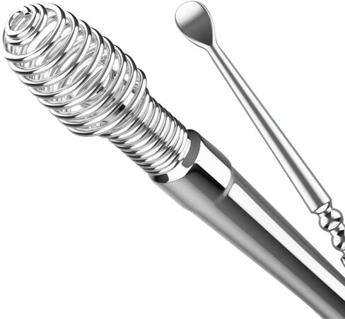 Abamabby Spiral Ear Cleaner Spiral Ear Wax Remover Ear Wax Cleaner Earwax Removal Kit Metal Ear Cleaner Double Ended Spiral Scraper Ear Cleaning Set Silver-Gold(2Pcs) in Kuwait