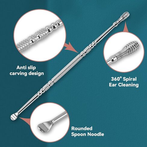Abamabby Spiral Ear Cleaner Spiral Ear Wax Remover Ear Wax Cleaner Earwax Removal Kit Metal Ear Cleaner Double Ended Spiral Scraper Ear Cleaning Set Silver-Gold(2Pcs) in Kuwait