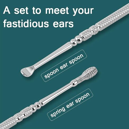 Abamabby Spiral Ear Cleaner Spiral Ear Wax Remover Ear Wax Cleaner Earwax Removal Kit Metal Ear Cleaner Double Ended Spiral Scraper Ear Cleaning Set Silver-Gold(2Pcs) in Kuwait