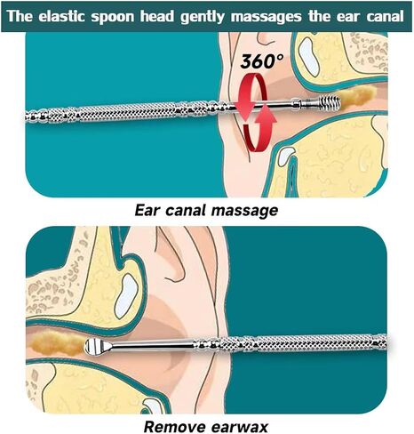 Abamabby Spiral Ear Cleaner Spiral Ear Wax Remover Ear Wax Cleaner Earwax Removal Kit Metal Ear Cleaner Double Ended Spiral Scraper Ear Cleaning Set Silver-Gold(2Pcs) in Kuwait