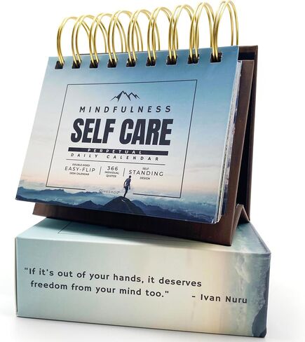 MESMOS Perpetual Desk Calendar with 366 Mindfulness Self Care Quotes, Cute Desk Accessories & Office Decor for Women, Relaxing & Inspirational Gifts for Women, Anxiety Relief Items, Desk Decorations in Kuwait