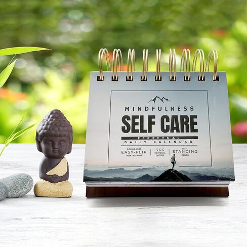 MESMOS Perpetual Desk Calendar with 366 Mindfulness Self Care Quotes, Cute Desk Accessories & Office Decor for Women, Relaxing & Inspirational Gifts for Women, Anxiety Relief Items, Desk Decorations in Kuwait