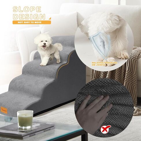 Topmart Dog Stairs for Small Dogs, 4-Step, 19.7"H, Dog Steps for High Beds Couches with All-Round Waterproof Cover, Non-Slip Sturdy Dog Ramp for Old Cats, Injured Pet in Kuwait