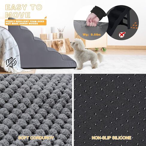 Topmart Dog Stairs for Small Dogs, 4-Step, 19.7"H, Dog Steps for High Beds Couches with All-Round Waterproof Cover, Non-Slip Sturdy Dog Ramp for Old Cats, Injured Pet in Kuwait