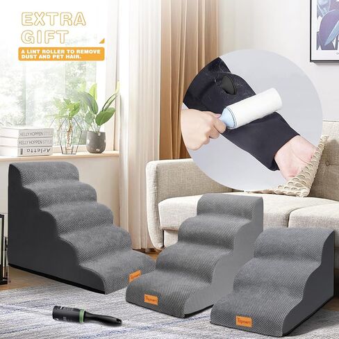 Topmart Dog Stairs for Small Dogs, 4-Step, 19.7"H, Dog Steps for High Beds Couches with All-Round Waterproof Cover, Non-Slip Sturdy Dog Ramp for Old Cats, Injured Pet in Kuwait