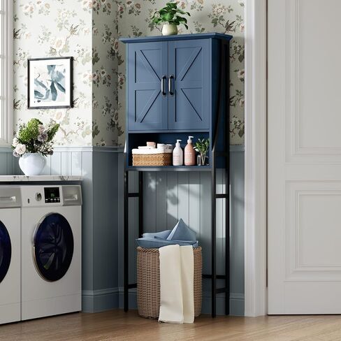 Over The Toilet Storage Cabinet, Over Toilet Bathroom Organizer with Doors Above Toilet Storage Cabinet Spacesaver Rack Behind Toilet Bathroom Organizer Over The Toilet Storage (Ultramarine) in Kuwait