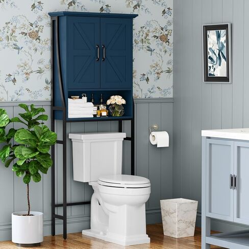 Over The Toilet Storage Cabinet, Over Toilet Bathroom Organizer with Doors Above Toilet Storage Cabinet Spacesaver Rack Behind Toilet Bathroom Organizer Over The Toilet Storage (Ultramarine) in Kuwait