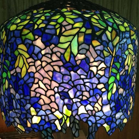 Bieye L10549 Wisteria Tiffany Style Stained Glass Table Lamp with 18-inch Wide Handmade Lampshade Brass Tree Trunk Base, 35-inch Tall in Saudi Arabia