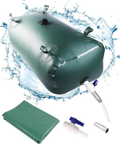 Portable Water Storage Bladder, 63.4gal/240L Large Capacity Water Storage Containers, Portable PVC Water Reservoir with valves and Overflow Kit, Foldable Water Tank for Outdoor Use, green in Saudi Arabia