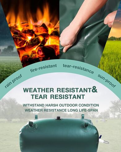 Portable Water Storage Bladder, 63.4gal/240L Large Capacity Water Storage Containers, Portable PVC Water Reservoir with valves and Overflow Kit, Foldable Water Tank for Outdoor Use, green in Saudi Arabia