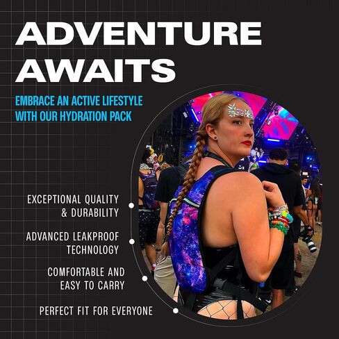 Sojourner Rave Hydration Pack - Hydration Backpack - Hydropack with 2L Bladder - Water Backpack for Festivals, Hiking, Running, Biking and More in Kuwait