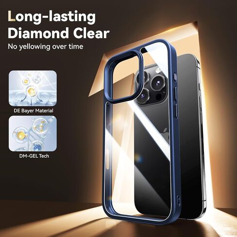 حافظة غير صفراء لهاتف iPhone 16 Pro Max شفافة، حماية 360 درجة مع واقي شاشة 2X + واقي عدسة الكاميرا 2X، حافظة هاتف مقاومة للصدمات بدرجة عسكرية، غطاء نحيف لهاتف iPhone 16 Pro Max، شفاف in Saudi Arabia