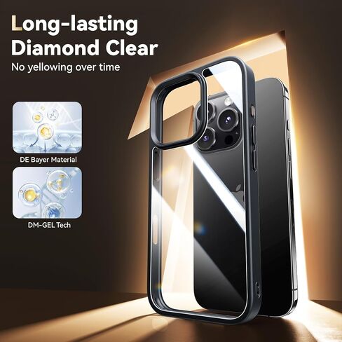 حافظة غير صفراء لهاتف iPhone 16 Pro Max شفافة، حماية 360 درجة مع واقي شاشة 2X + واقي عدسة الكاميرا 2X، حافظة هاتف مقاومة للصدمات بدرجة عسكرية، غطاء نحيف لهاتف iPhone 16 Pro Max، شفاف in Saudi Arabia