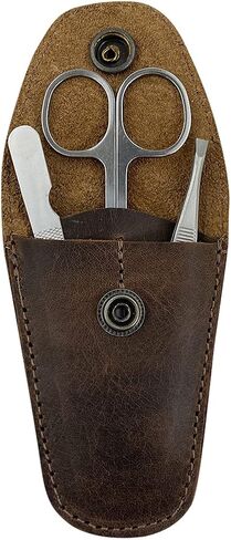 Hide & Drink, Nail Care Case Handmade from Full Grain Leather - Store Personal Care Items, Curved Scissors, Nail Clippers - Ideal for Manicure or Pedicure On The Go (Brown, Full Grain Leather) in Saudi Arabia