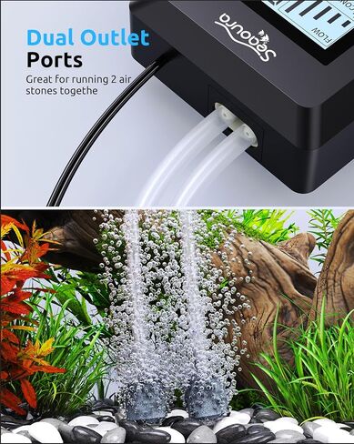 Aquarium Air Pump Quiet, Rechargeable air Bubbler, Fish Tank Bubbler Aerator, Oxygen Aquarium Aerator Pump with 2 Air Stone, 1.5W Dual Outlet for 5-80 Gallon Fish Tank Aerator with Accessories in Kuwait