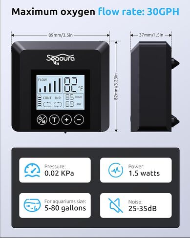 Aquarium Air Pump Quiet, Rechargeable air Bubbler, Fish Tank Bubbler Aerator, Oxygen Aquarium Aerator Pump with 2 Air Stone, 1.5W Dual Outlet for 5-80 Gallon Fish Tank Aerator with Accessories in Kuwait