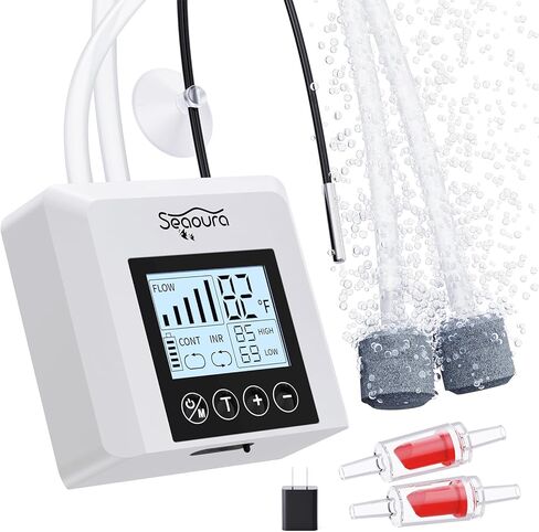 Aquarium Air Pump Quiet, Rechargeable air Bubbler, Fish Tank Bubbler Aerator, Oxygen Aquarium Aerator Pump with 2 Air Stone, 1.5W Dual Outlet for 5-80 Gallon Fish Tank Aerator with Accessories in Saudi Arabia