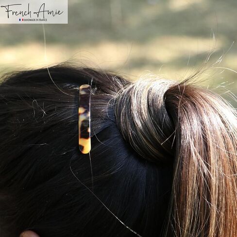 French Amie Rounded Oblong Small 2.5" Cellulose No Metal Set of 2 French Hair Slides Clips for Women Tige Boule Clasp Handmade Girls Side Slide-in Barrette Clip Paris Hair Accessories for Women Strong Hold No Slip Grip Fashion Durable and Styling, Made in in Saudi Arabia